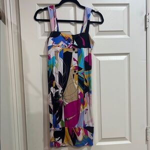 Diane Von Furstenberg Purple and Blue Square Neck Mini Sundress